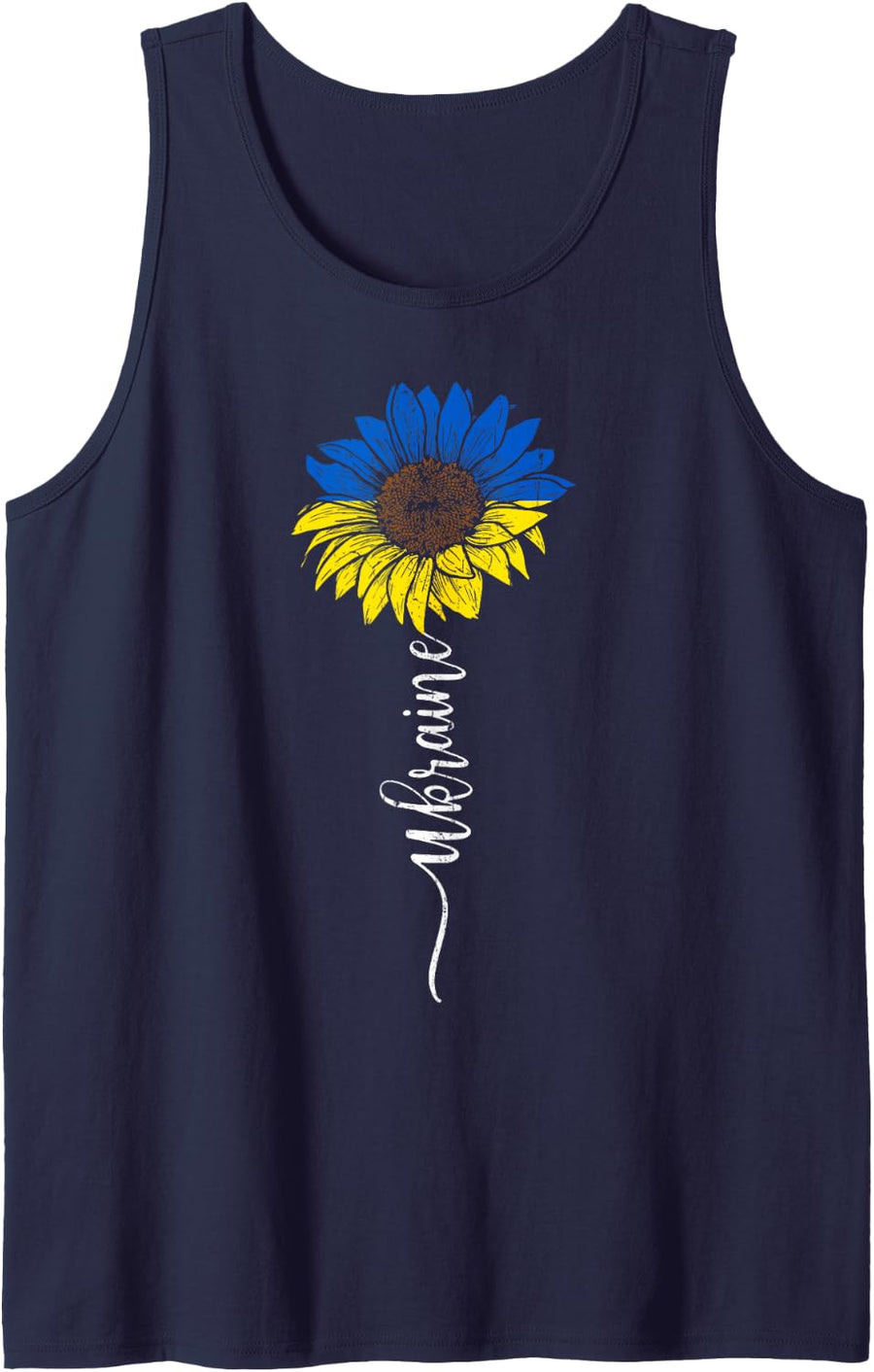 Womens Ukraine Sunflower Vintage Ukrainian Support Ukraine Tank Top - Navy Blue