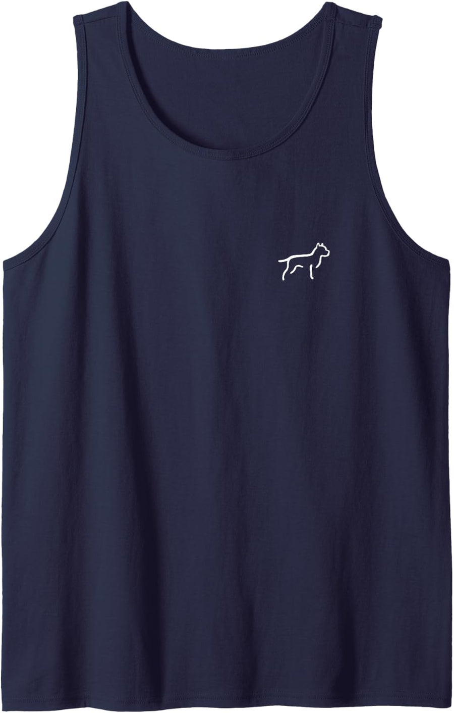 Simple Minimalist Badge Line Art American Staffordshire Sleeveless Tank Top - Navy Blue