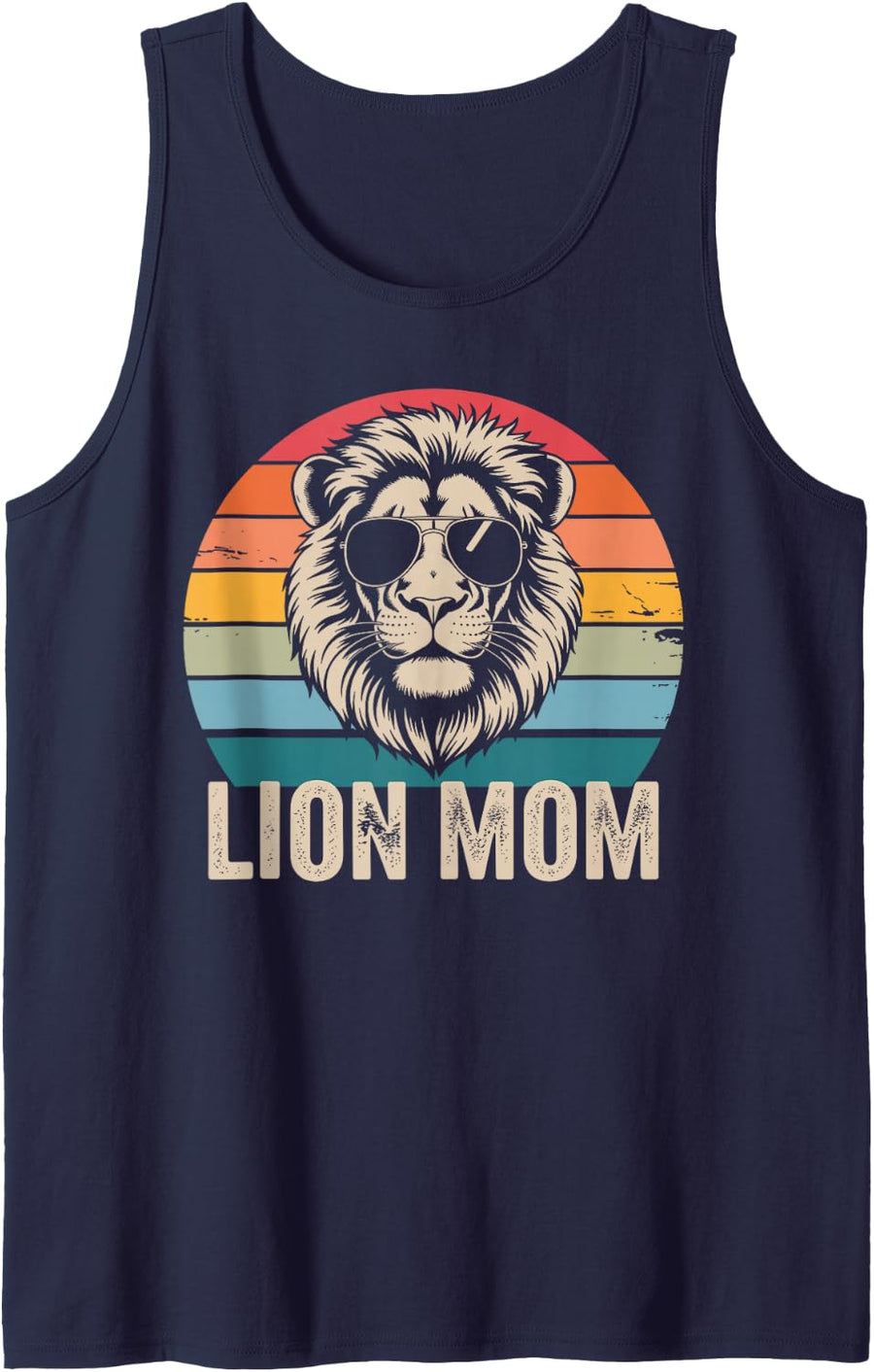Funny Lion Art for Women Girls Mom Safari Themed Lion Lover Sleeveless Tank Top - Navy Blue