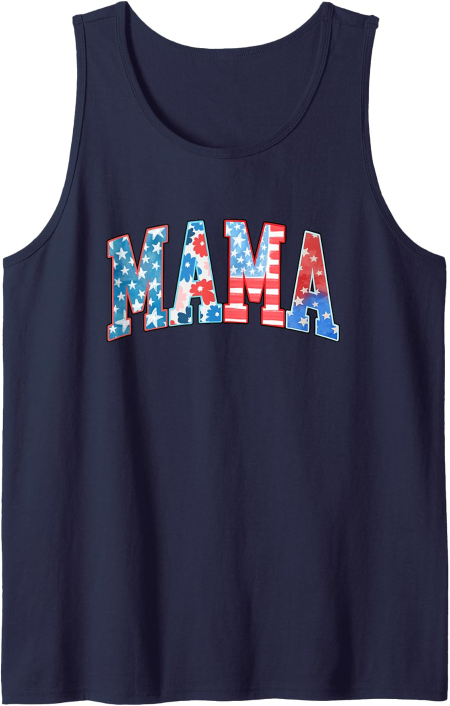 American Mama Patriotic Red White Blue America 4th of July Tank Top - Navy Blue
