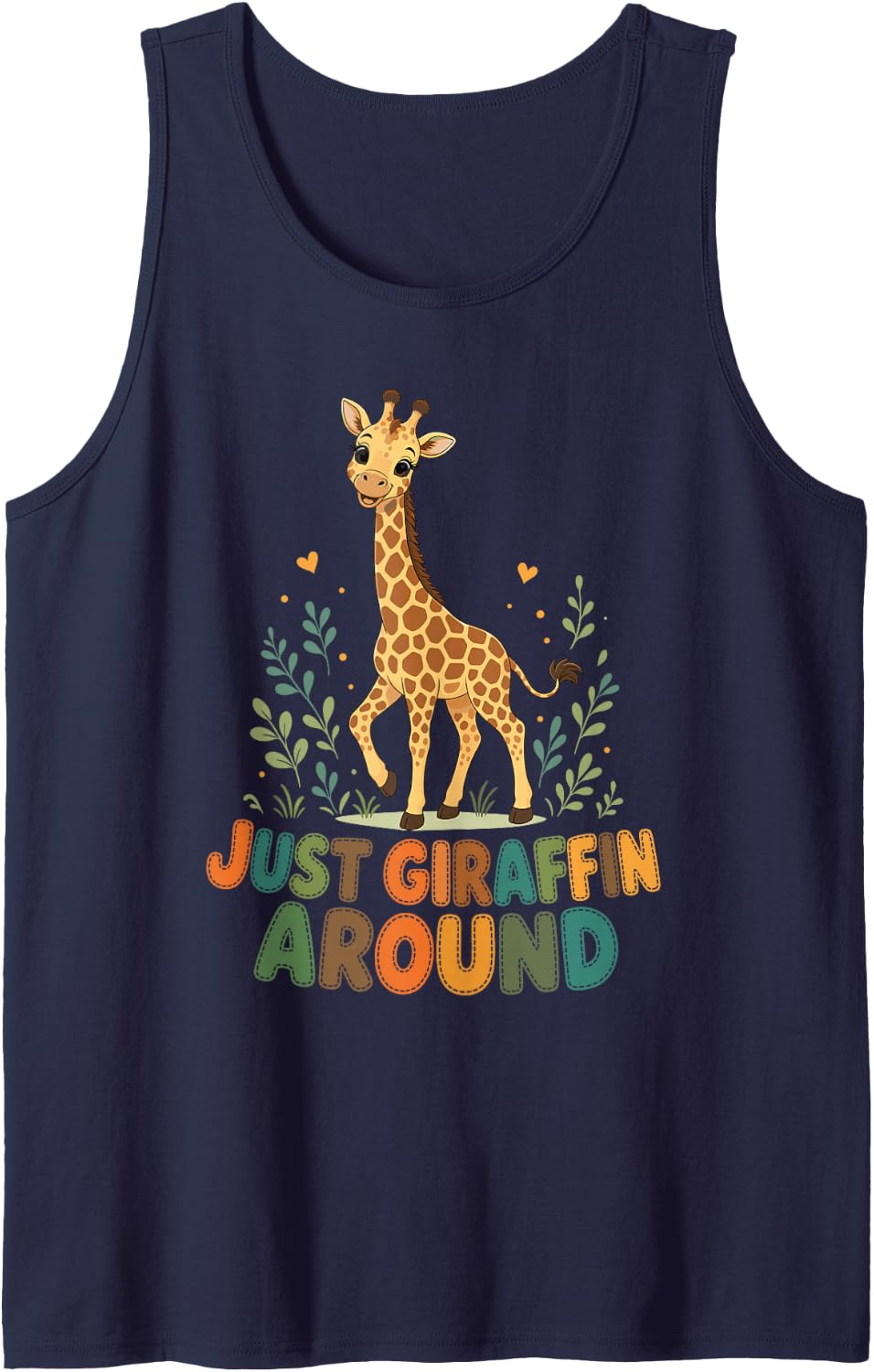 Just Giraffin Around Giraffe Tank Top - Navy Blue