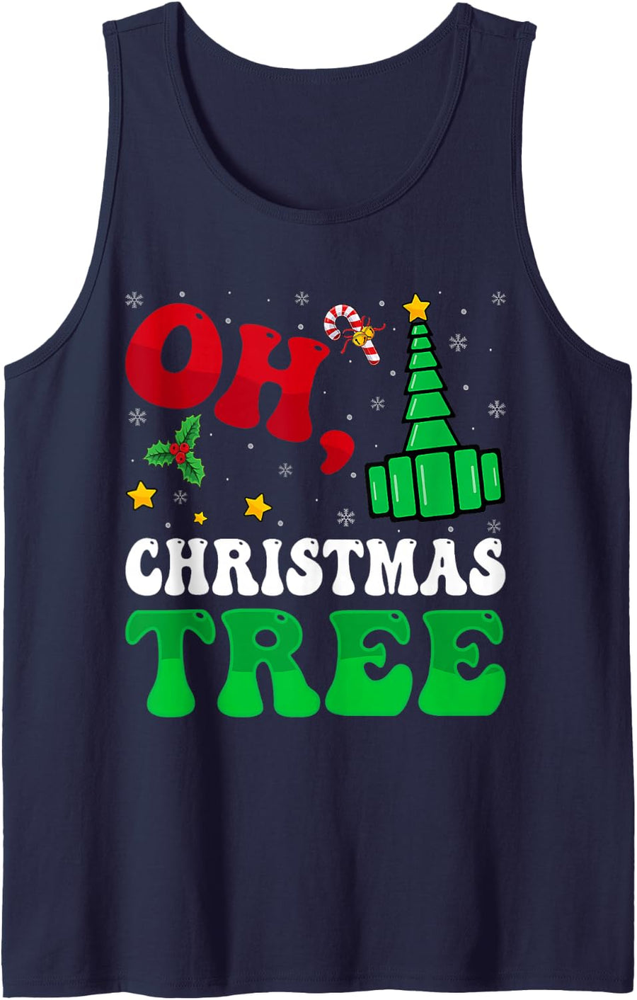 Oh Christmas Tree Xmas Lights RT Respiratory Therapist Sleeveless Tank Top - Navy Blue