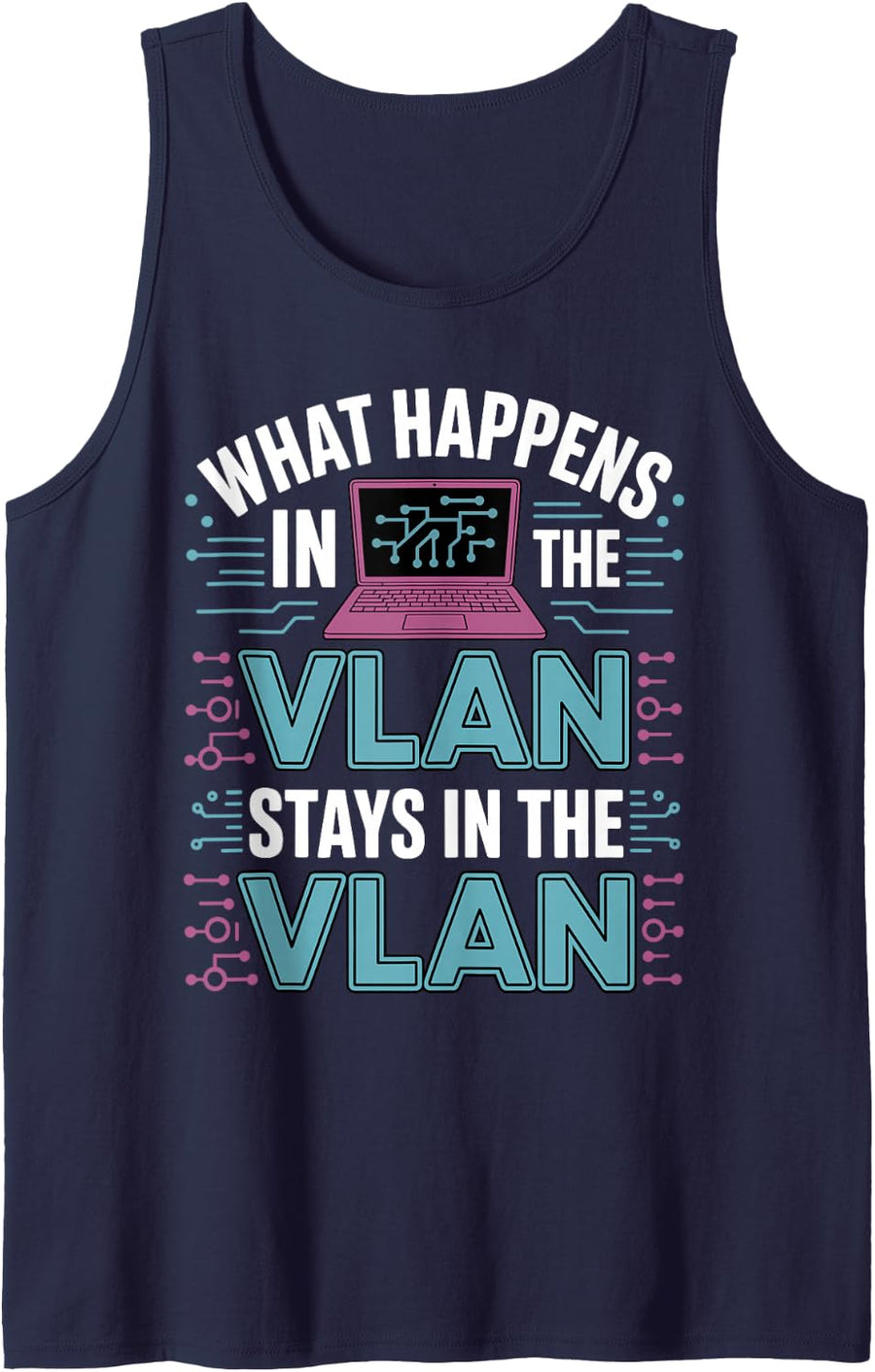 Funny Network Engineer Art for Men Women Wireless Network Sleeveless Tank Top - Navy Blue