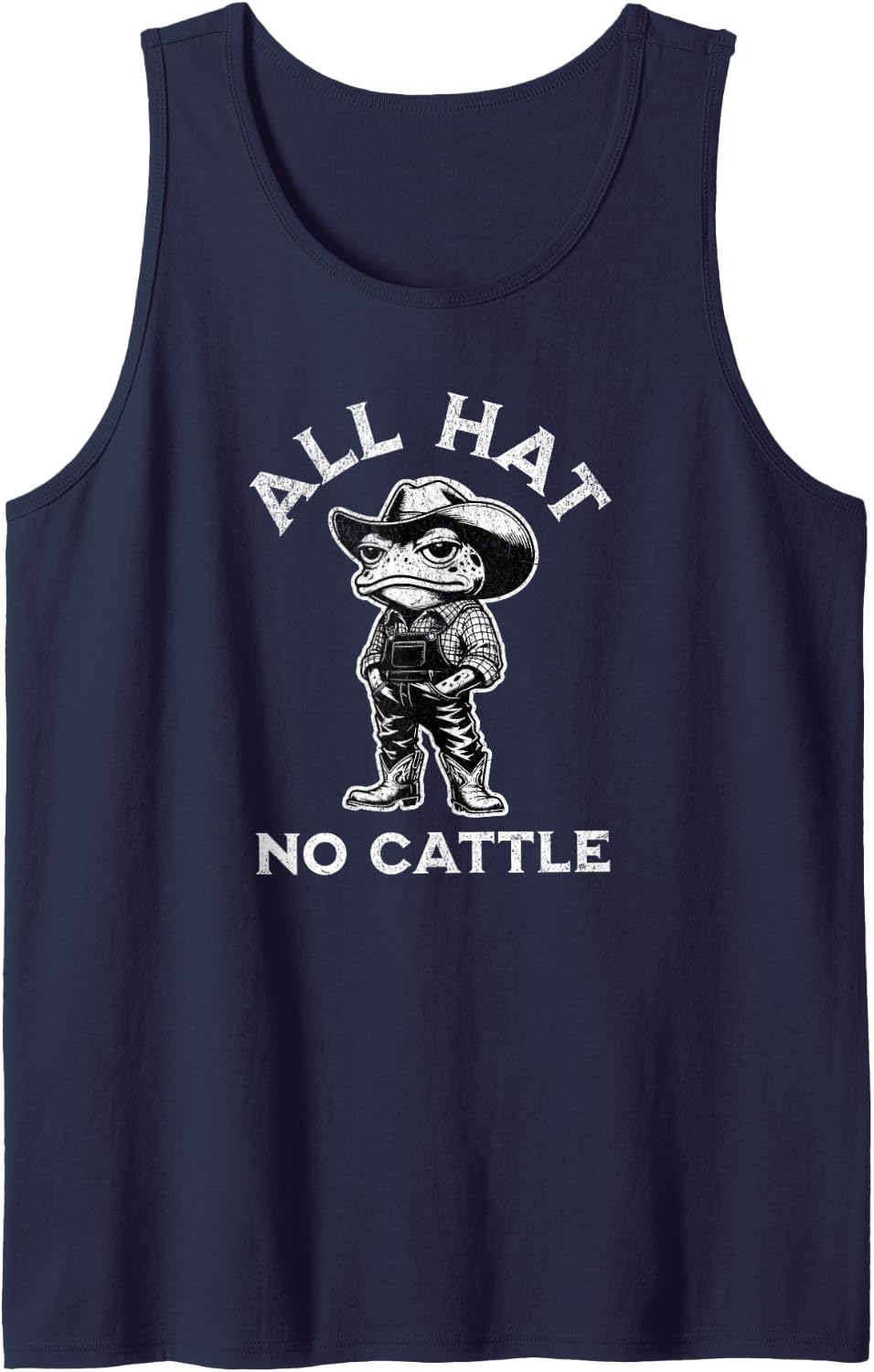 Funny Country Cowboy Frog Weird Animal Pun Chill Pill Sleeveless Tank Top - Navy Blue