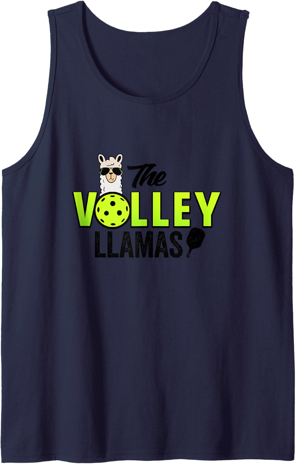 The Volley LLamas comic style llama pickle ball team Tank Top - Navy Blue