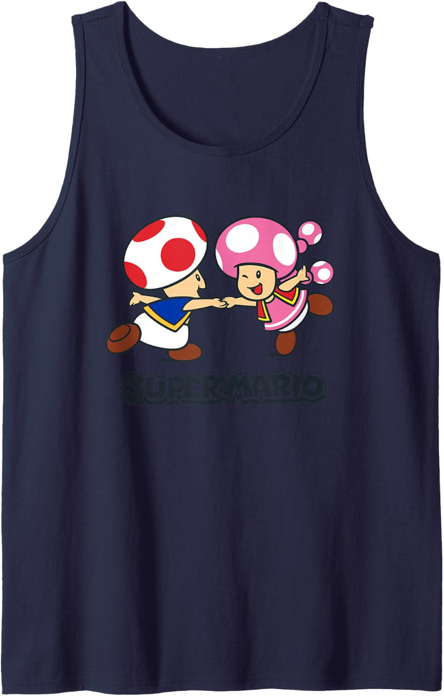 Super Mario Bros Happy Toads Classic Nintendo Duo Tank Top - Navy Blue