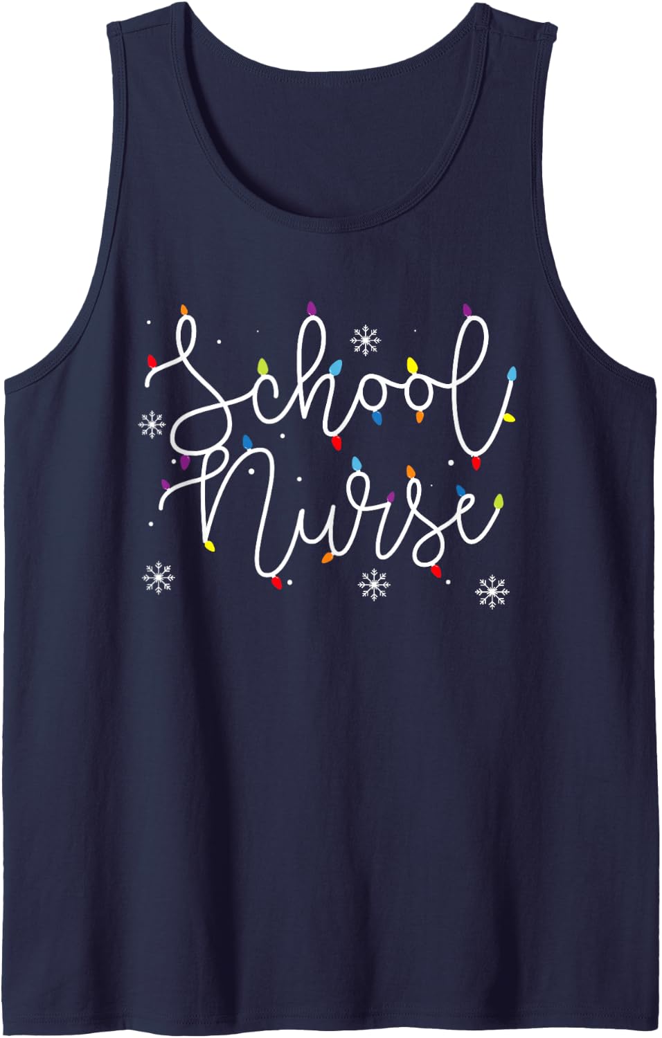 Cute Christmas School Nurse Squad X-mas Light Festive Sleeveless Tank Top - Navy Blue