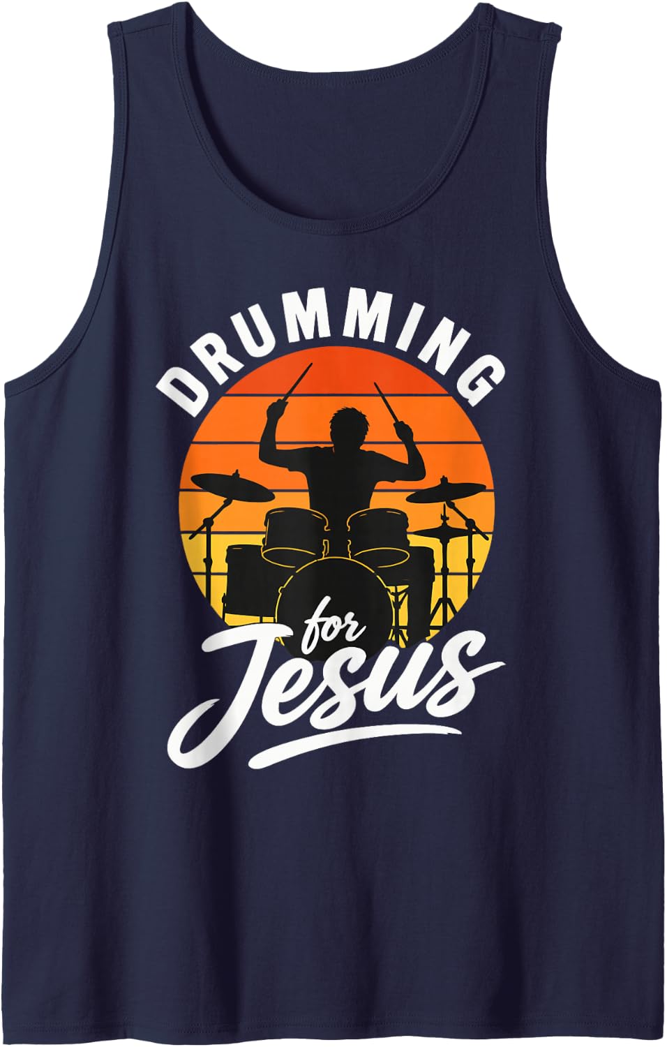 Drumming for Jesus Percussion Drum Kit Drummer Sleeveless Tank Top - Navy Blue