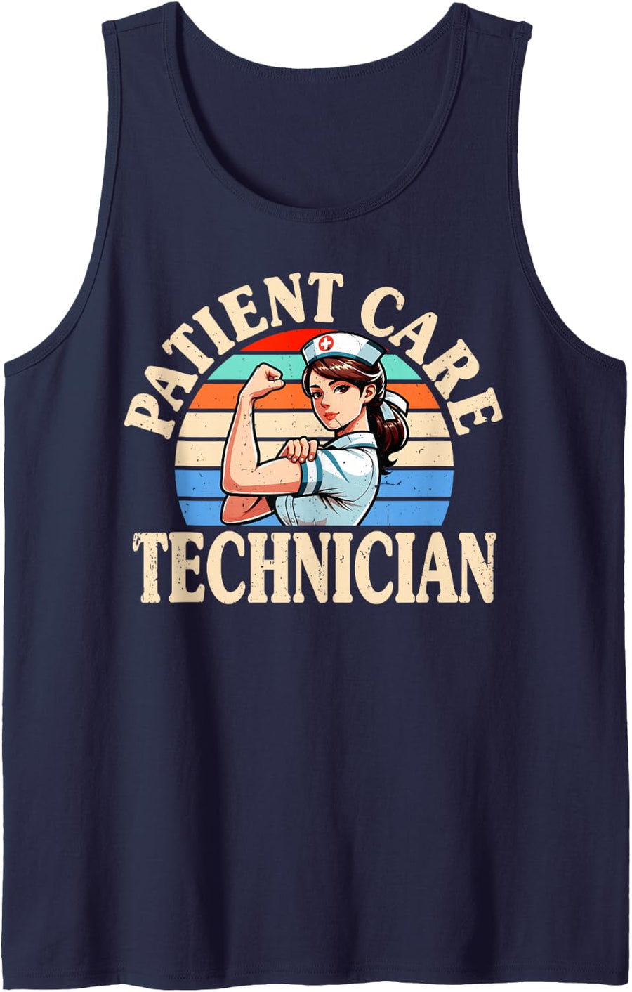 Patient Care Technician Retro Medical Assistants PCT Week Sleeveless Tank Top - Navy Blue