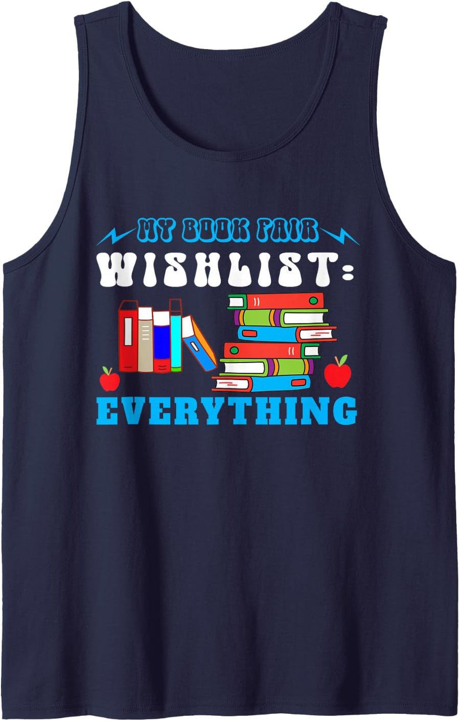 Book Fair Wishlist School Reading Sleeveless Tank Top - Navy Blue