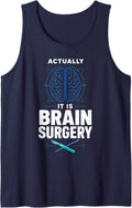 It is Not Brain Surgery Blueprint Neurosurgeon Doctor Sleeveless Tank Top - Navy Blue