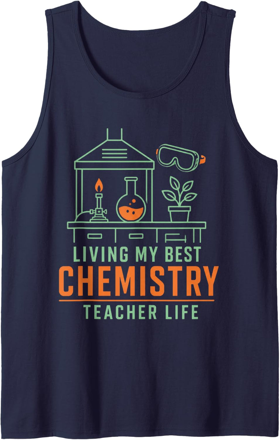 Living My Best Chemistry Teacher Life Science Teacher Sleeveless Tank Top - Navy Blue