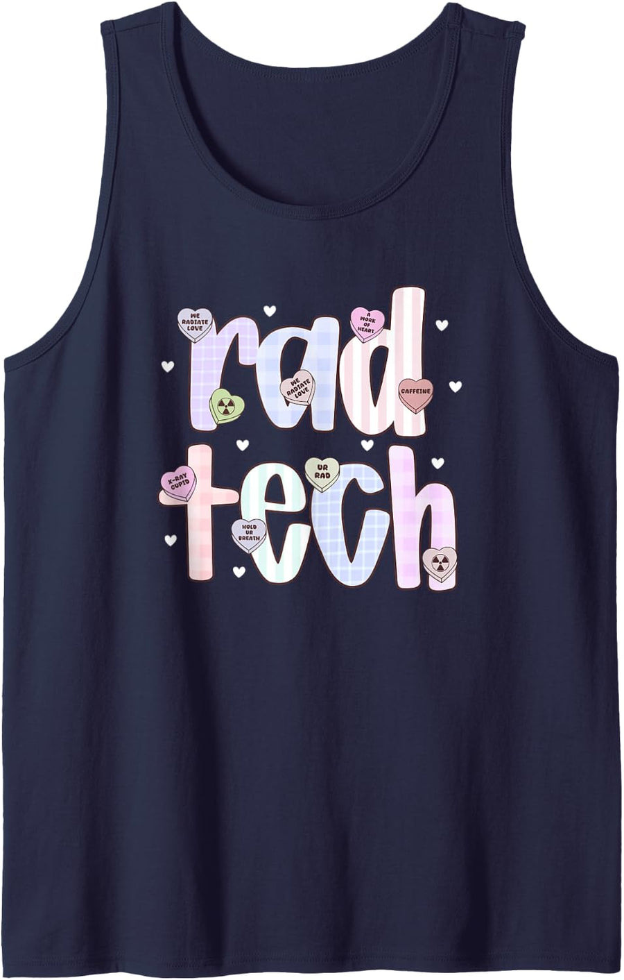 Retro Radiology Tech Valentines X-ray Technologist CT MRI Sleeveless Tank Top - Navy Blue
