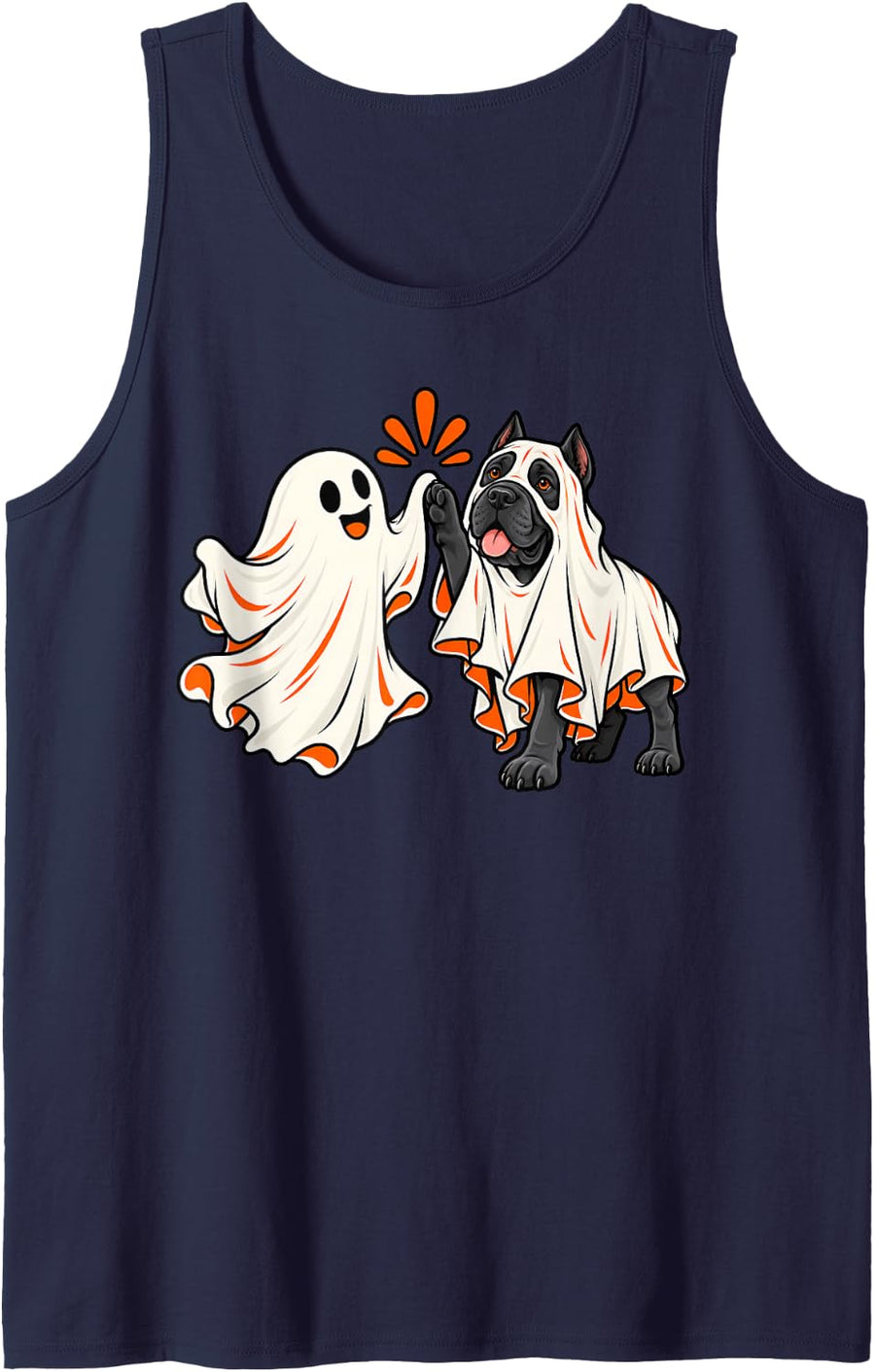 Spooky Ghost Cane Corso Dog Halloween Costume for Women Men Sleeveless Tank Top - Navy Blue