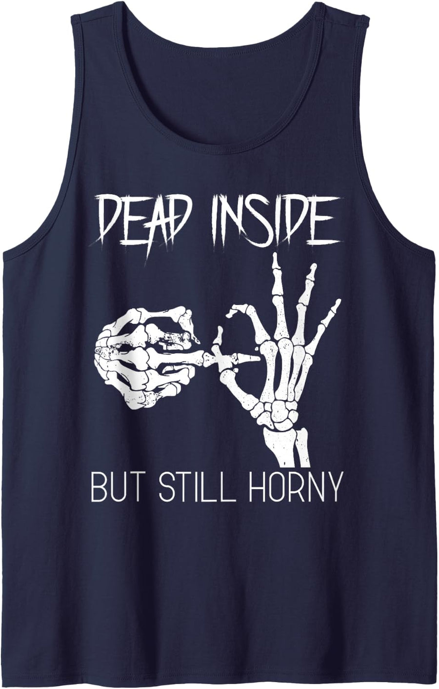 Dead Inside But Still Horny Characteristic Emo Tank Top - Navy Blue