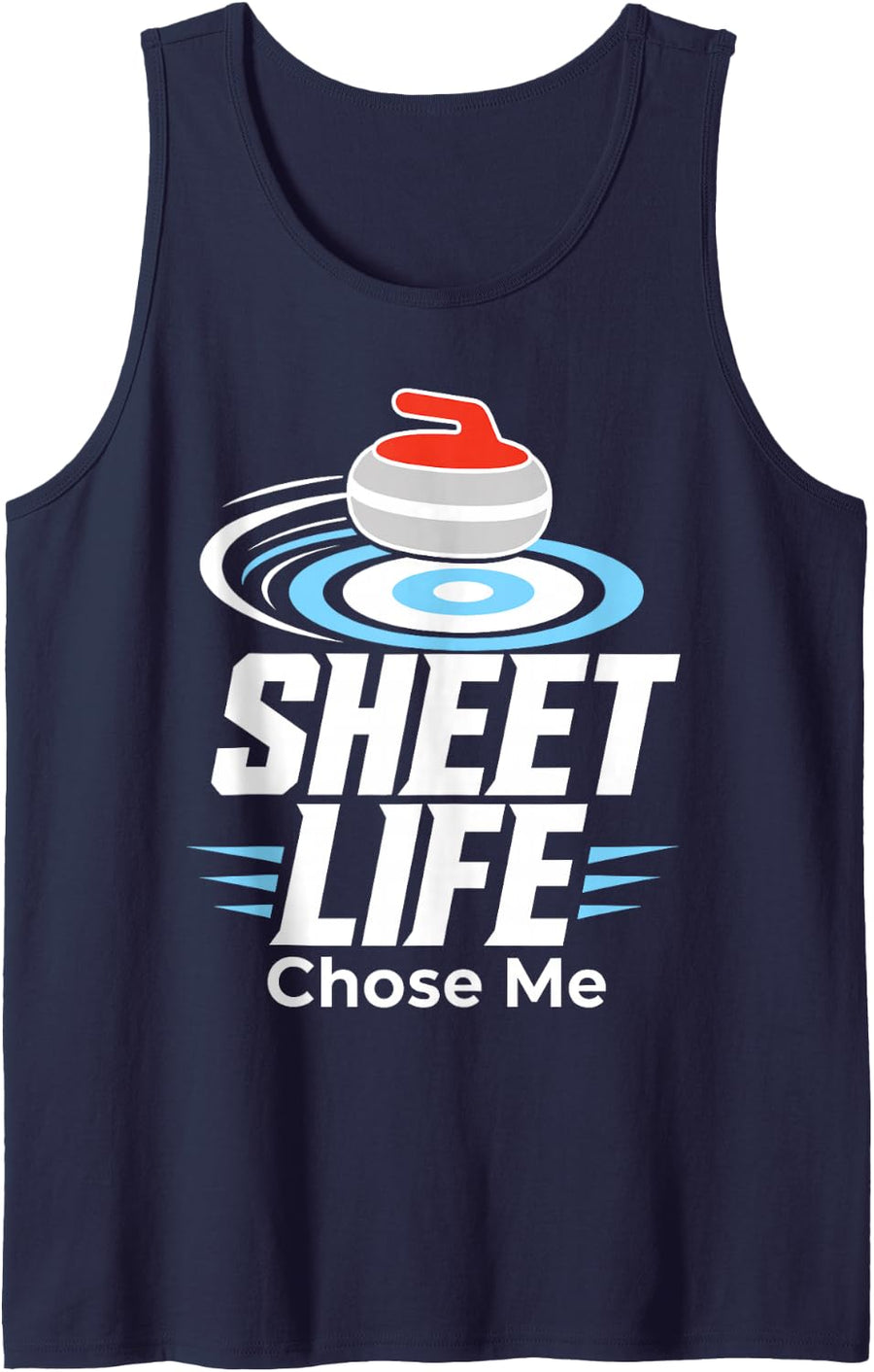 Curling Life Chose Me Sleeveless Tank Top - Navy Blue