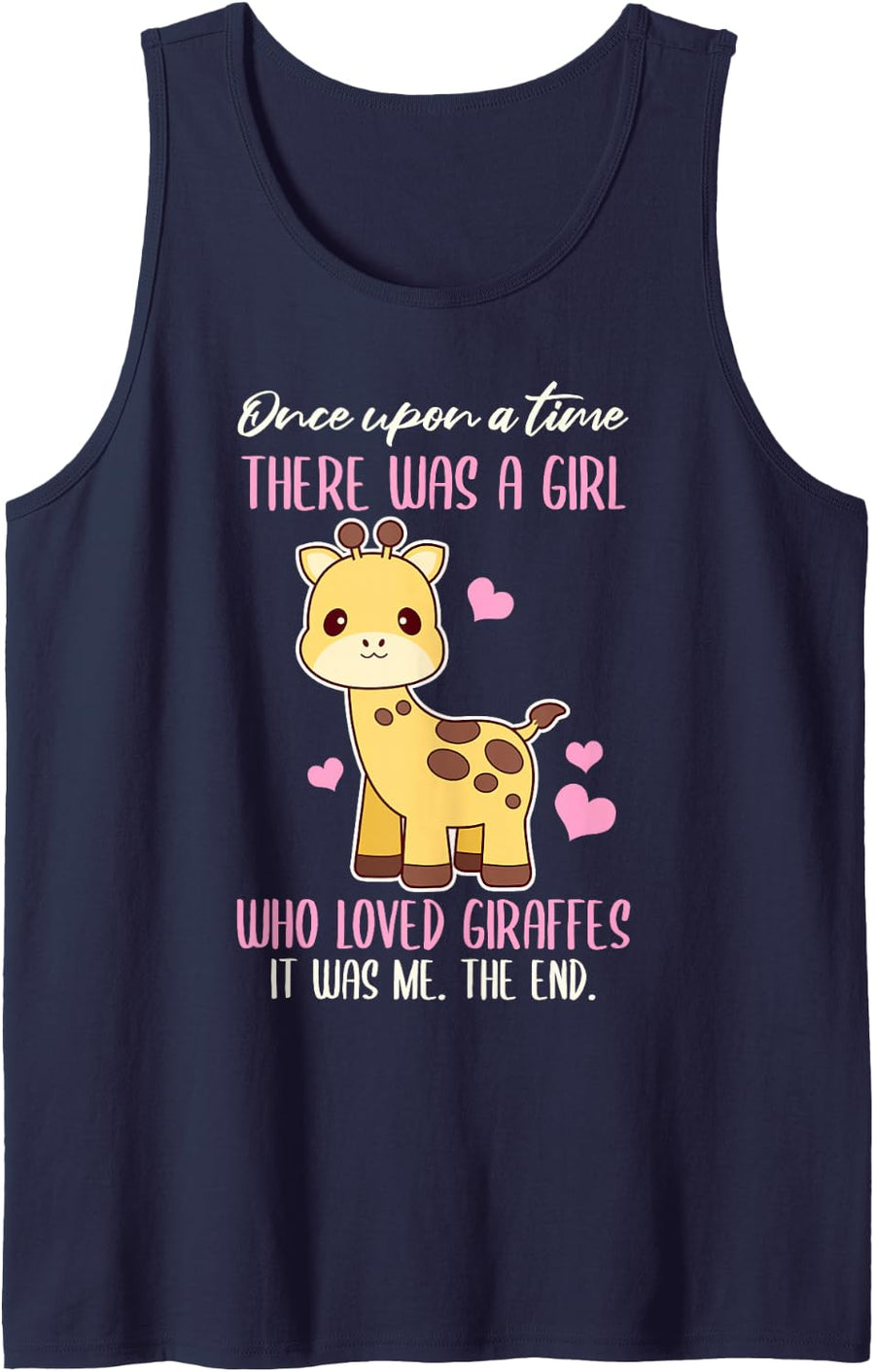 Once There was A Girl Who Loved Giraffes Sleeveless Tank Top - Navy Blue