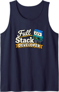 Full Stack Developer Funny Coder Programmer Coding Tank Top - Navy Blue
