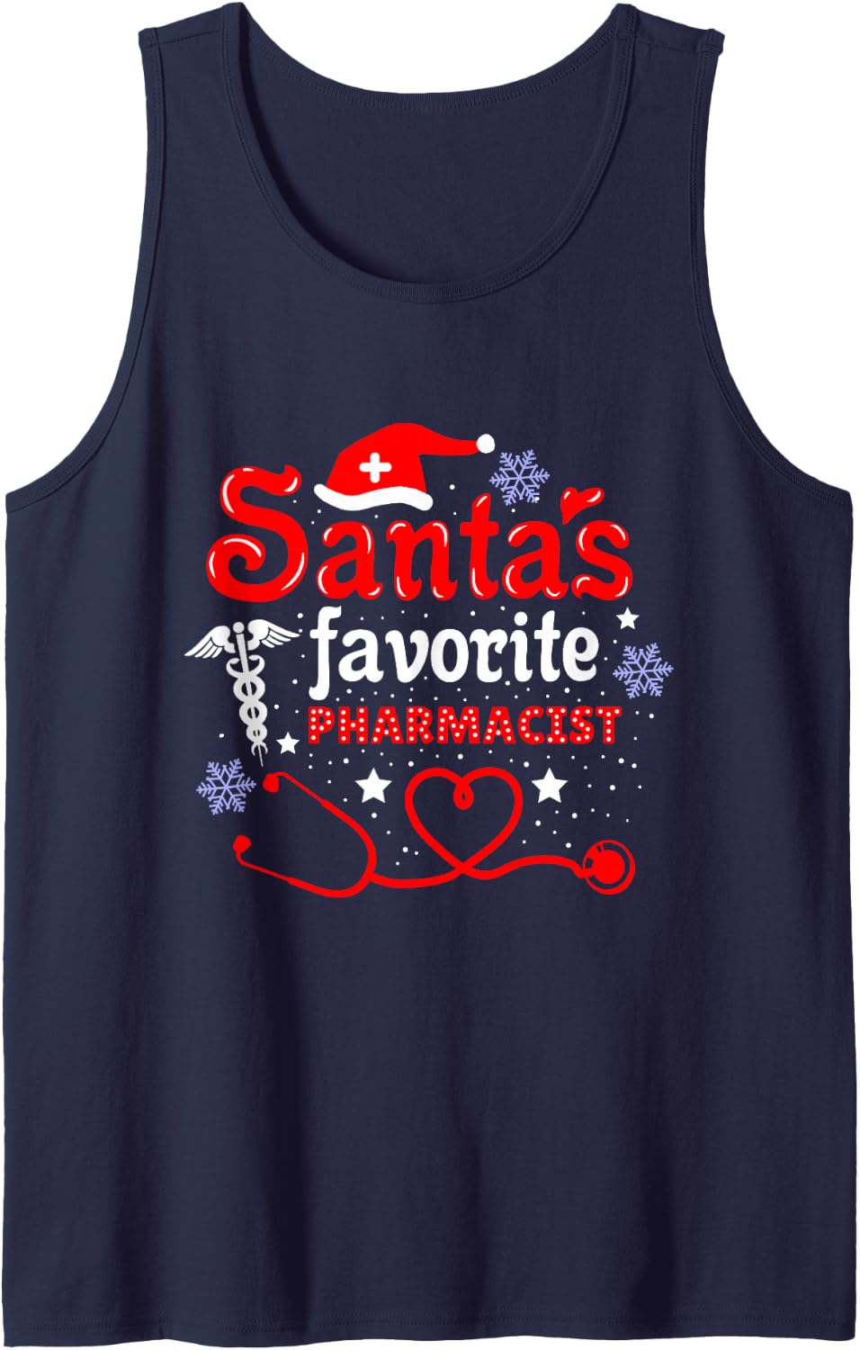 Santas Favorite Pharmacist Christmas Tank Top - Navy Blue