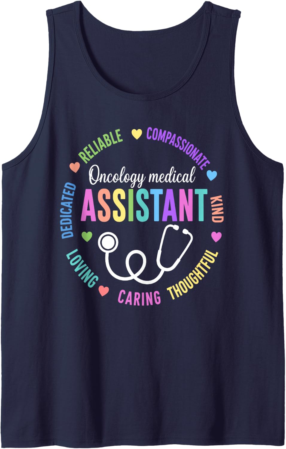 Oncology Medical Assistant Art for Men Women Med Assistant Sleeveless Tank Top - Navy Blue