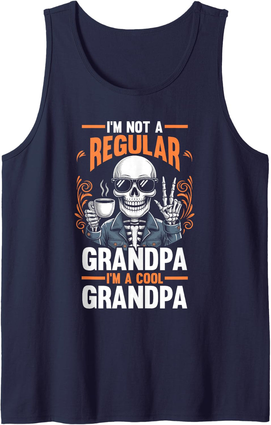 Men's Cool GrandfatherCoffee Granddad Grandpa Sleeveless Tank Top - Navy Blue