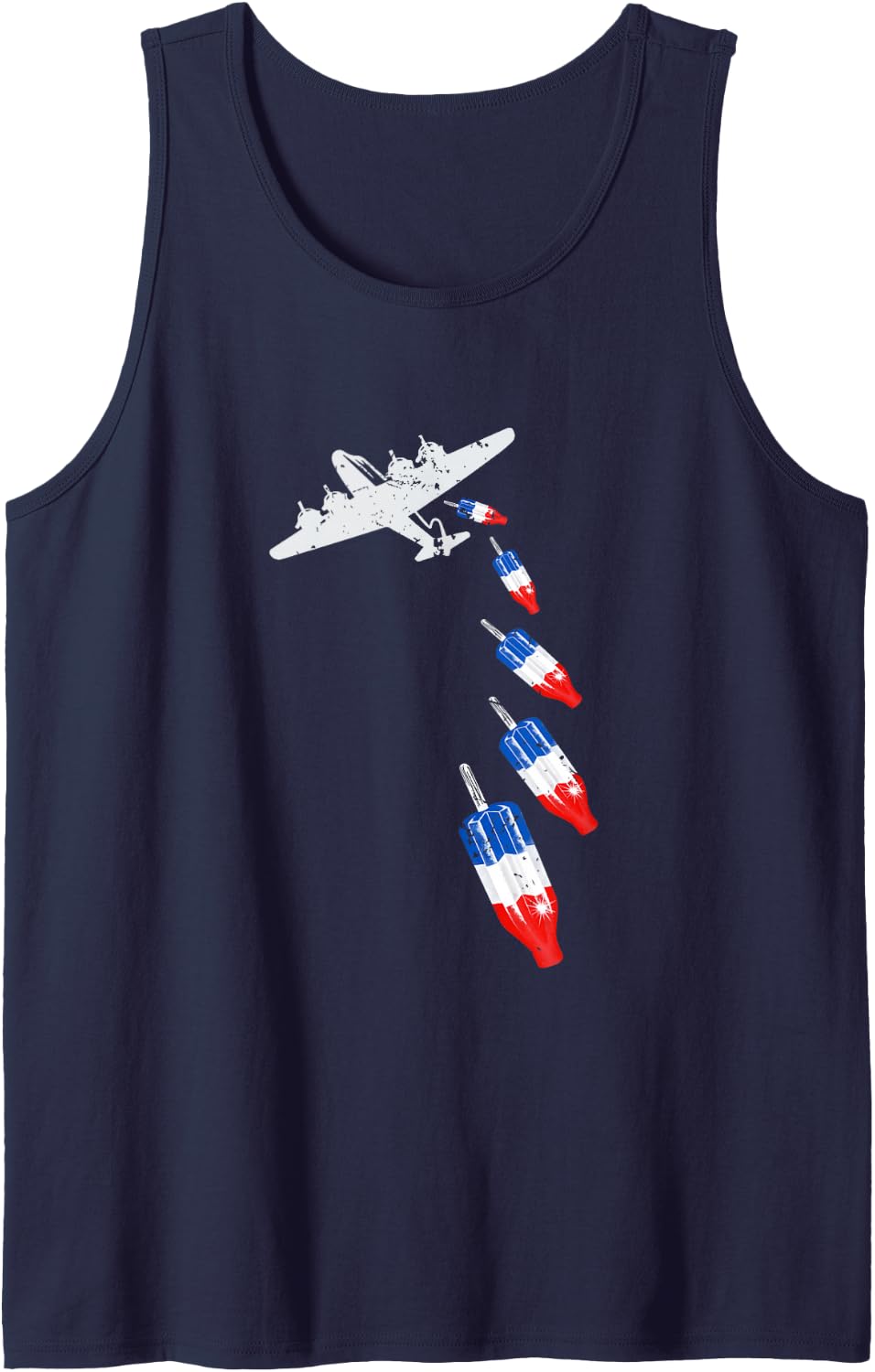 Vintage Bomb Pops Ice Cream American Flag Remembrance Day Tank Top - Navy Blue