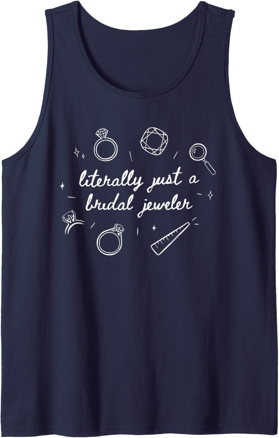 Bridal Jeweler Engagement Ring Designer Custom Wedding Band Sleeveless Tank Top - Navy Blue