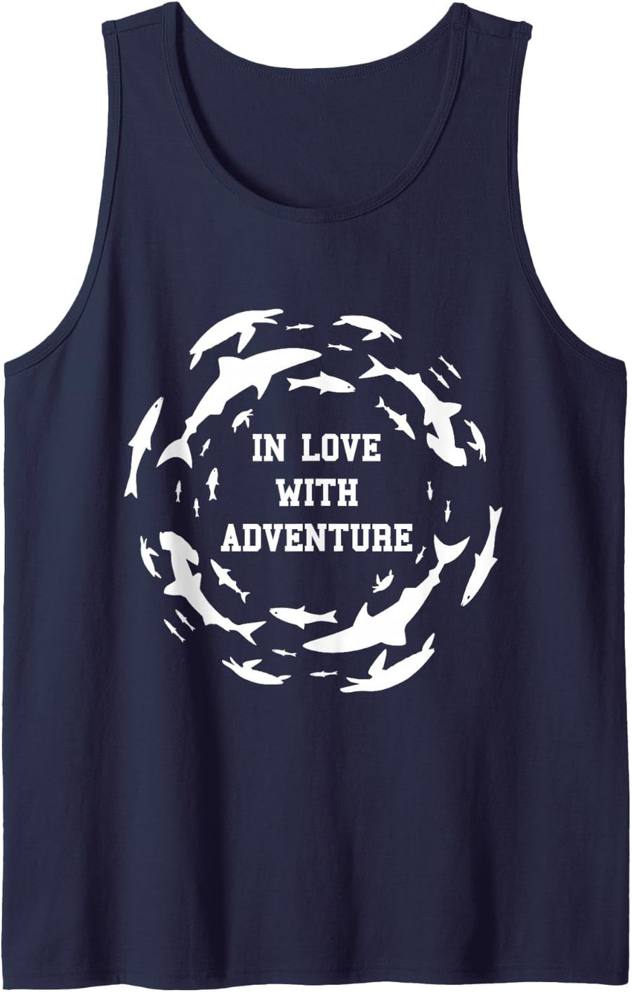 Scuba Diver Apparel Dive Instructor in Love with Adventure Sleeveless Tank Top - Navy Blue