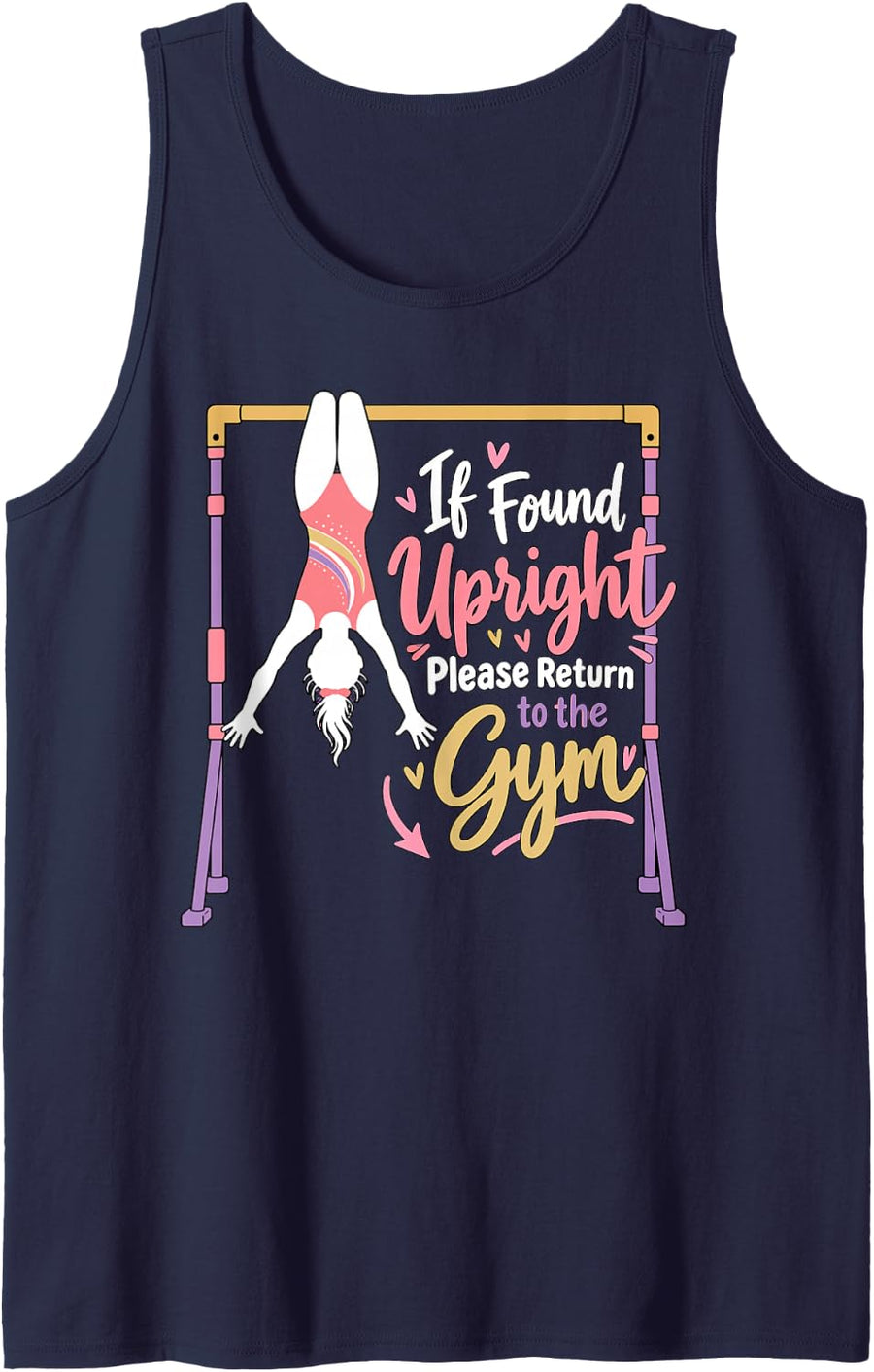 Funny Gymnastics If Found Upright Please for Women Gymnast Sleeveless Tank Top - Navy Blue