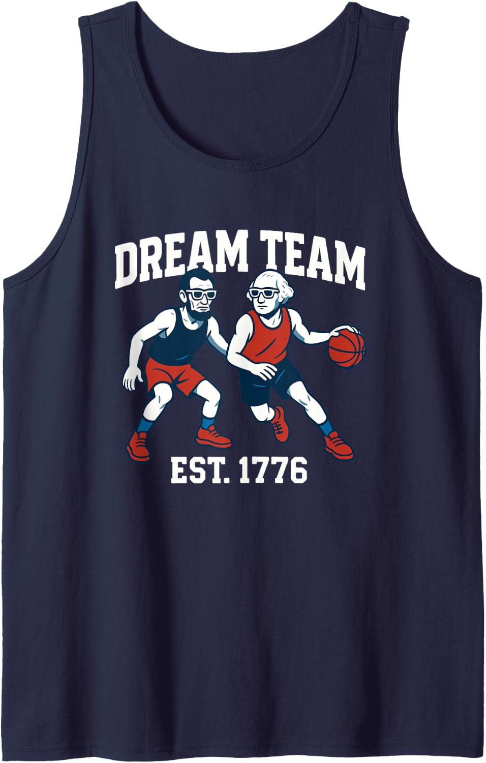 Funny America Founding Fathers Dream Basketball Team 1776 Tank Top - Navy Blue