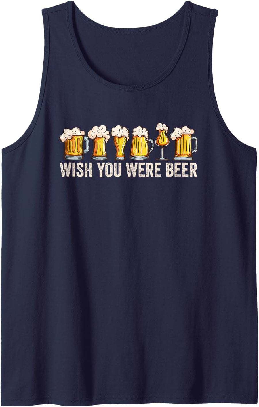 Wish You Were Beer Vintage Craft Beer Home Brewing Brewery Tank Top - Navy Blue