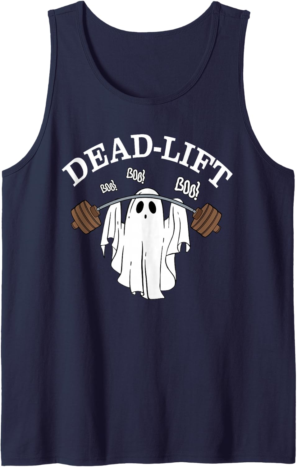 Dead Lift Funny Ghost Gymer Halloween Weight Lifting Workout Sleeveless Tank Top - Navy Blue