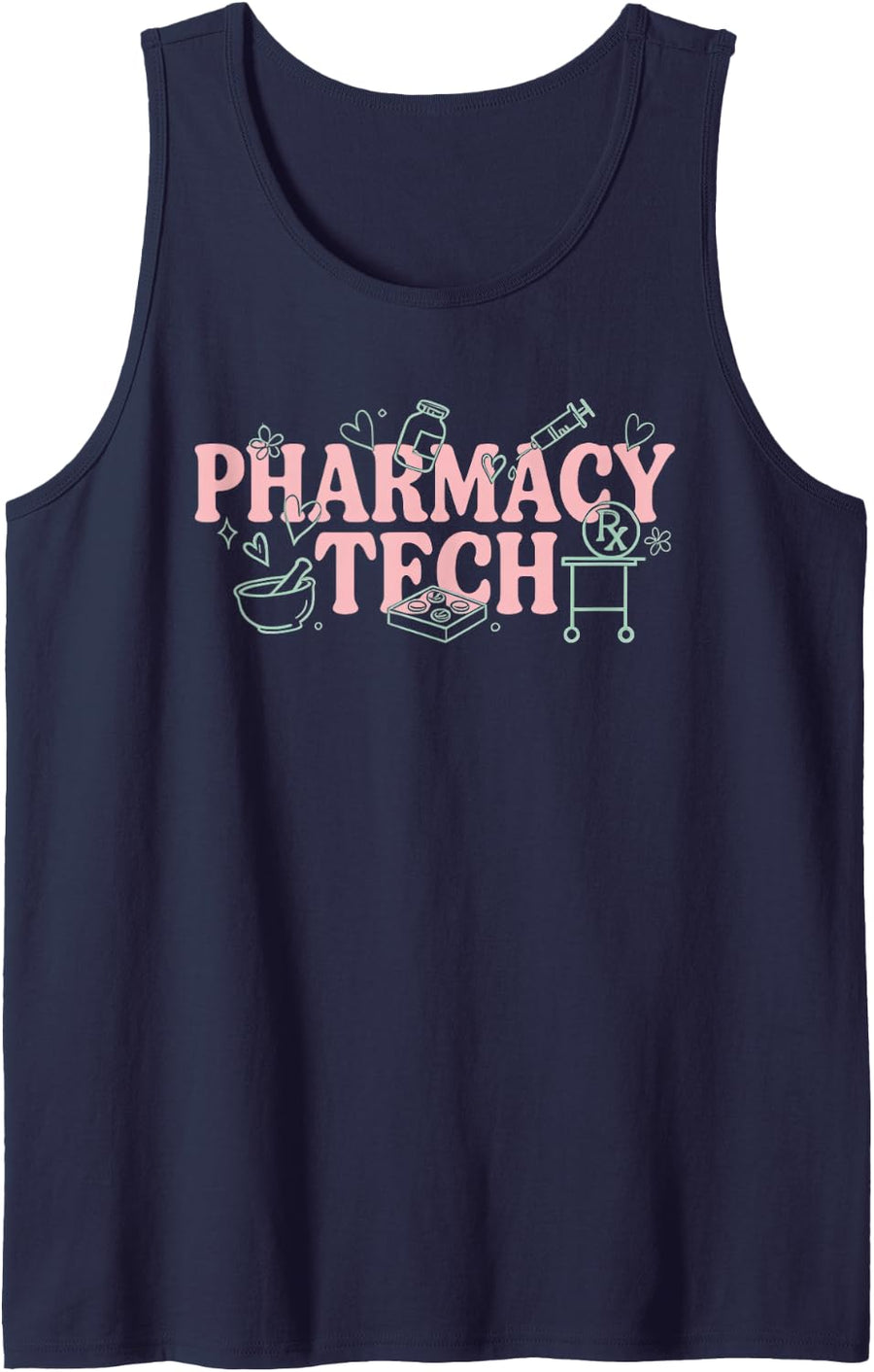 Inpatient Hospital Pharmacy Dispensing Compounding Pharmtech Sleeveless Tank Top - Navy Blue