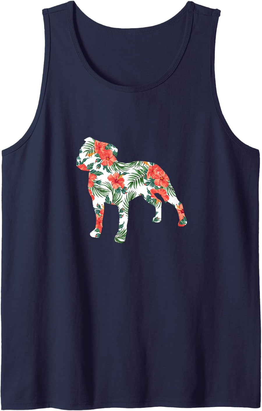 Staffordshire Bull Terrier Aloha Hawaiian Pit Bull Dog Tank Top - Navy Blue