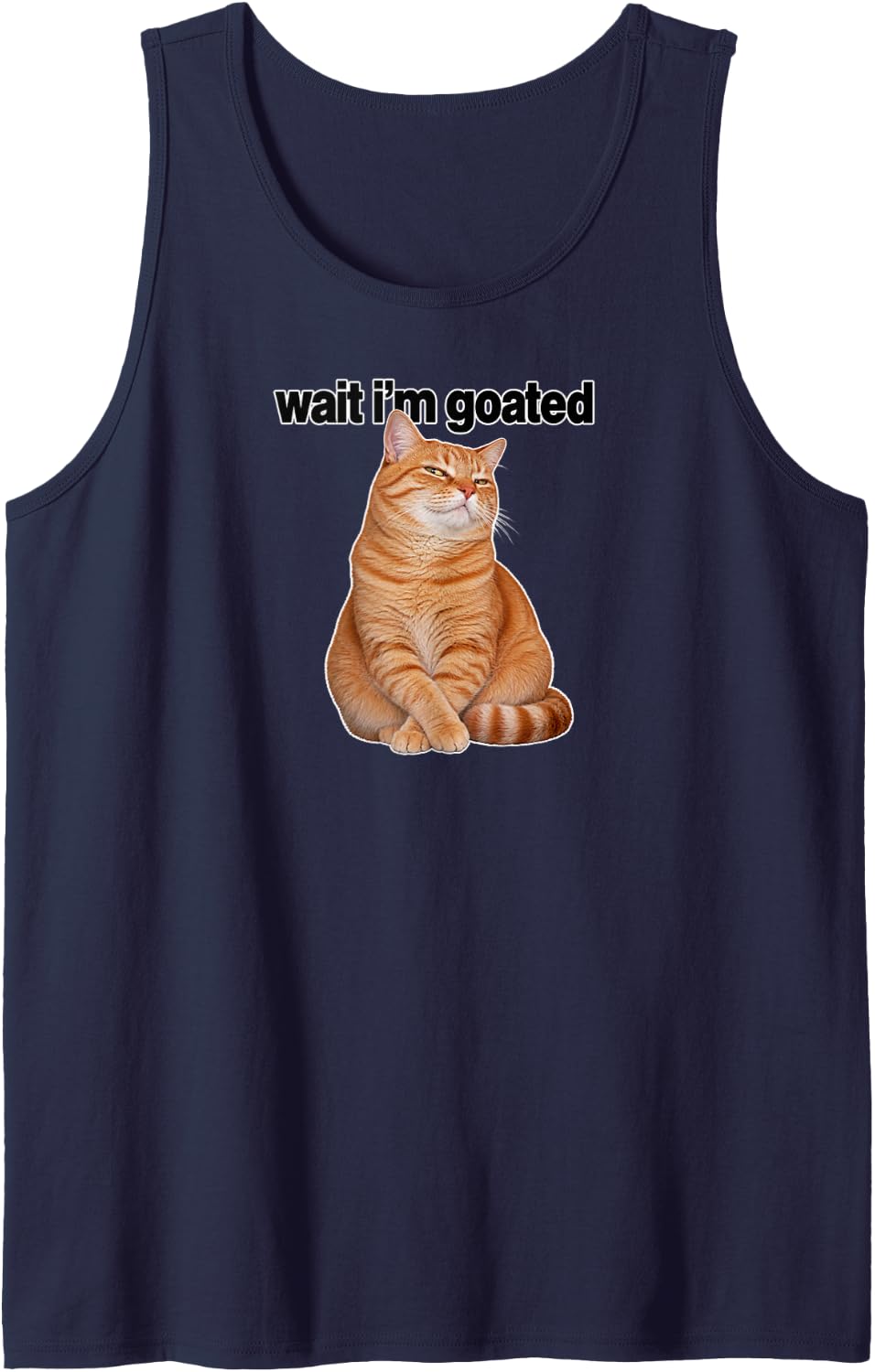 Smug Ginger Cat Meme Sly Tabby Reaction Humor Sleeveless Tank Top - Navy Blue