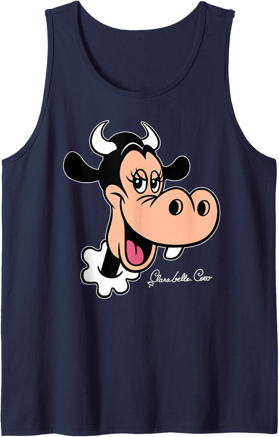Disney Clarabelle Cow Big Face Retro Character Trip Matching Tank Top - Navy Blue