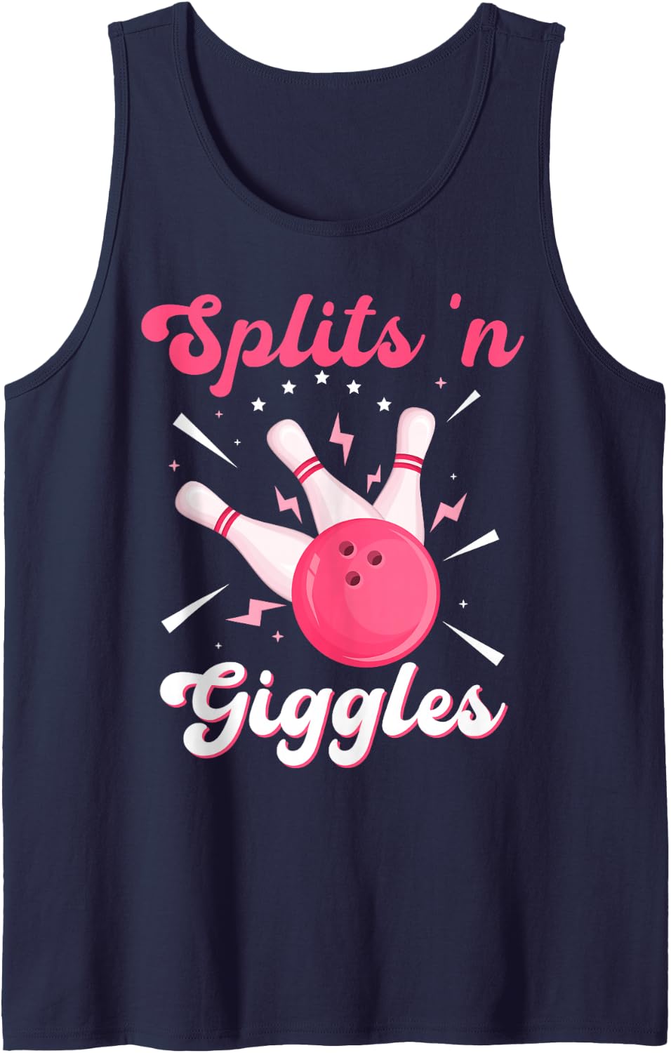 Splits 'n Giggles Bowling Player Bowler Squad Matching Team Tank Top - Navy Blue