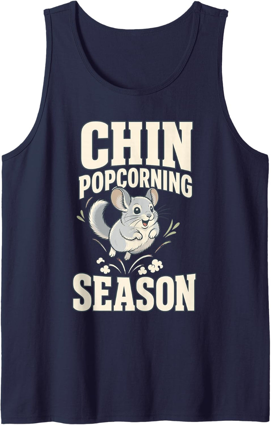 Chin Popcorning Season Chinchilla Pet Rodent Tank Top - Navy Blue