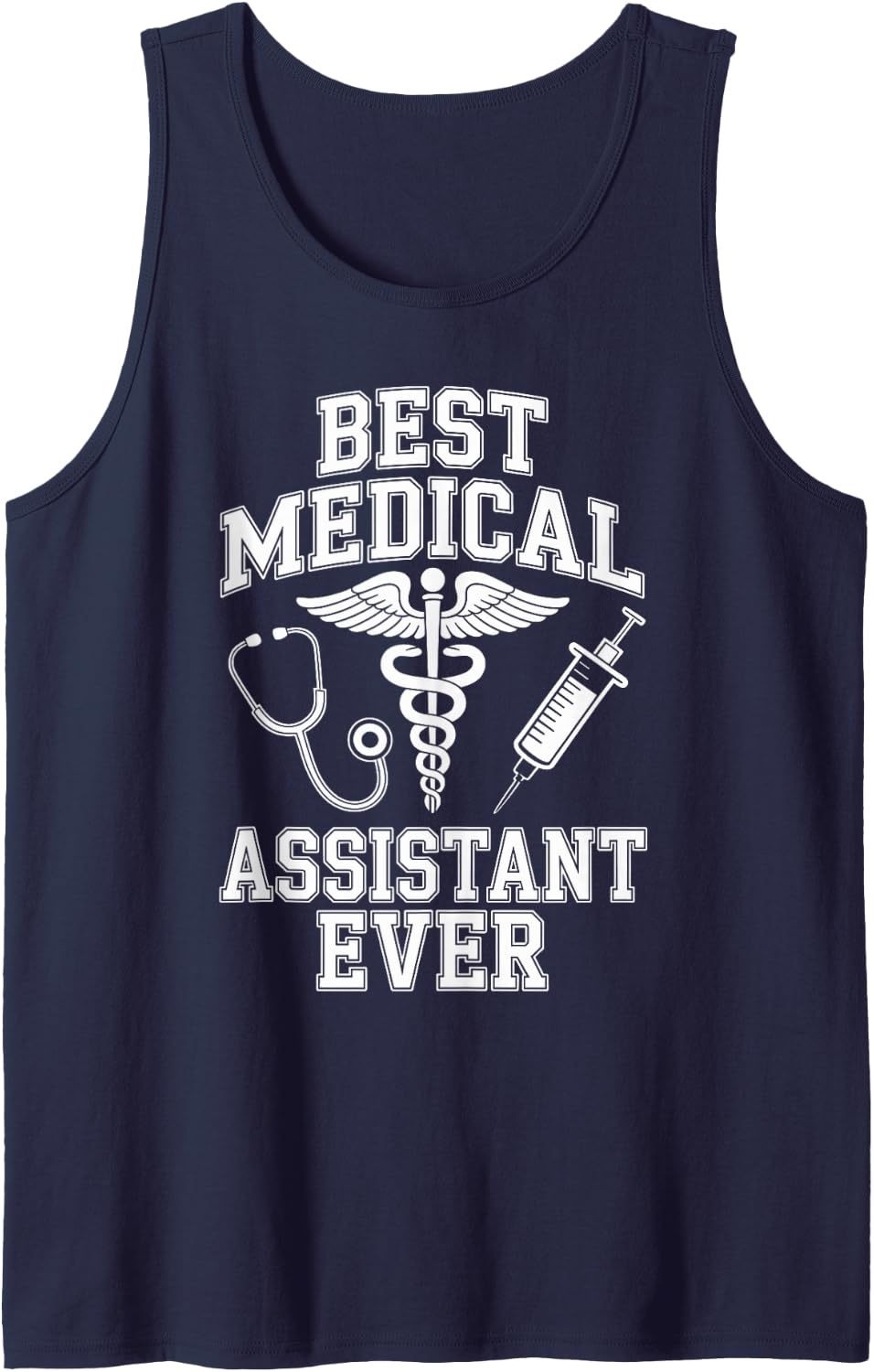 Best Medical Assistant Ever Funny MA Sleeveless Tank Top - Navy Blue