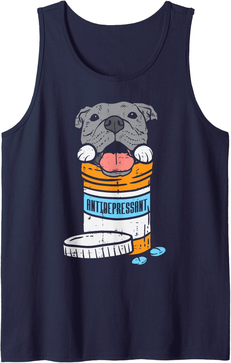 Antidepressant Pitbull Funny Pitties Dog Lover Owner Gift Tank Top - Navy Blue