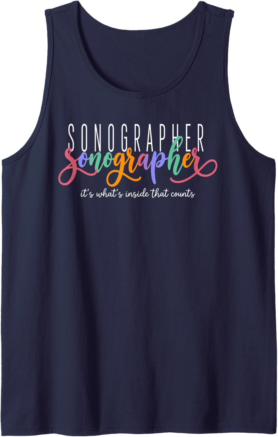 Sonographer Art for Men Women Kids Medical Technologist Sleeveless Tank Top - Navy Blue