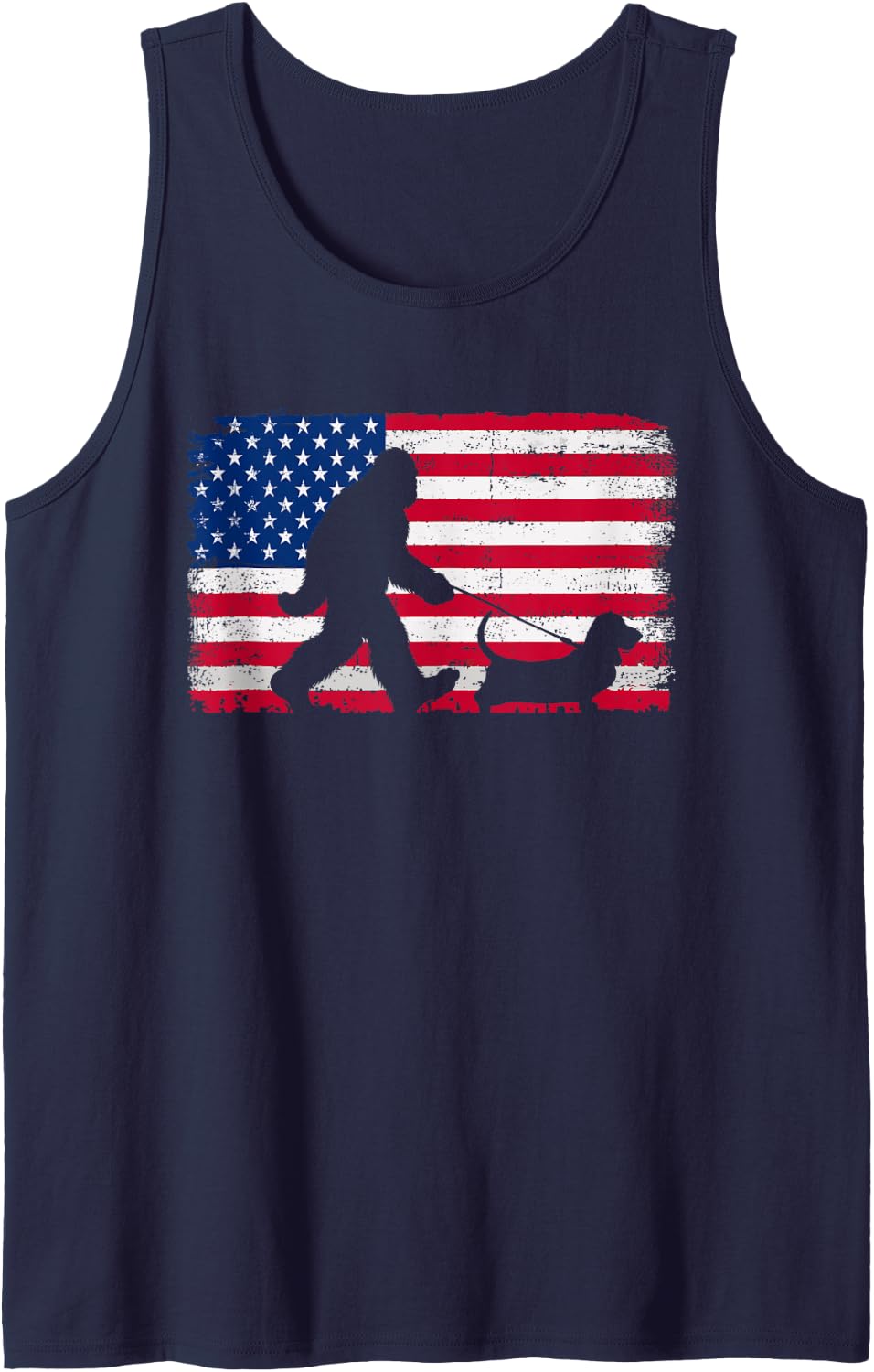 Retro Basset Hound 4th of July US American Flag Patriotic Tank Top - Navy Blue