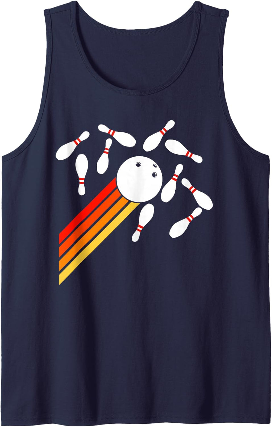 Retro Bowling Strike Sleeveless Tank Top - Navy Blue