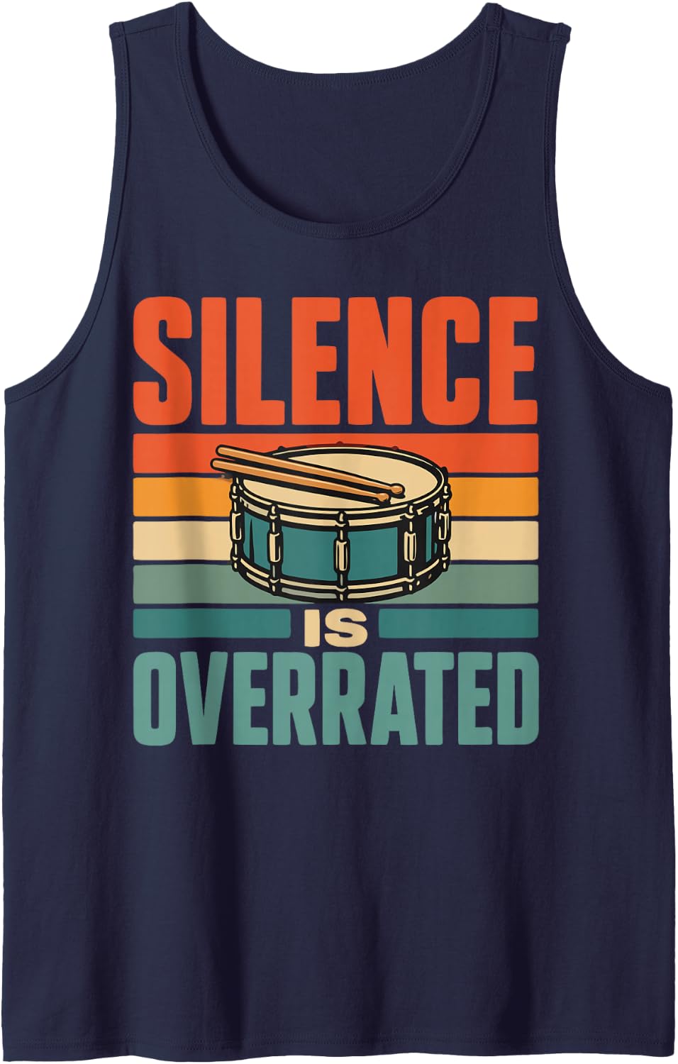 Drumming Humor Percussion Drum Kit Drummer Sleeveless Tank Top - Navy Blue