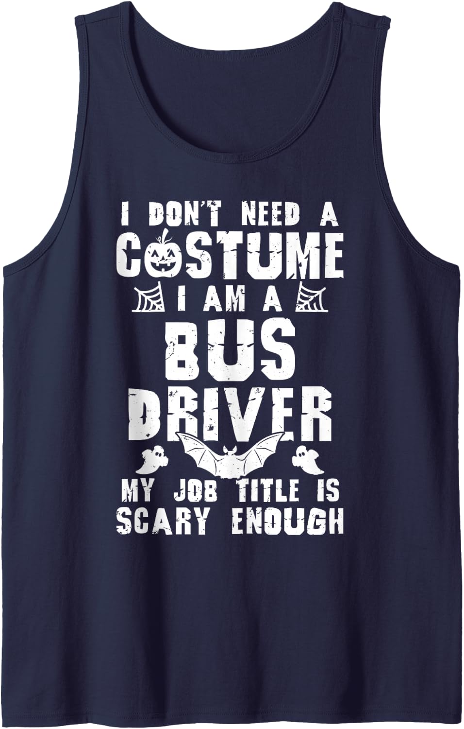 Bus Driver Halloween Costume Scary Funny Boo Sleeveless Tank Top - Navy Blue