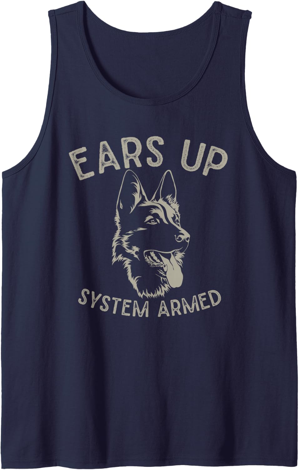 Ears Up System Armed Dog Lover Gift Animal German Shepherd Tank Top - Navy Blue