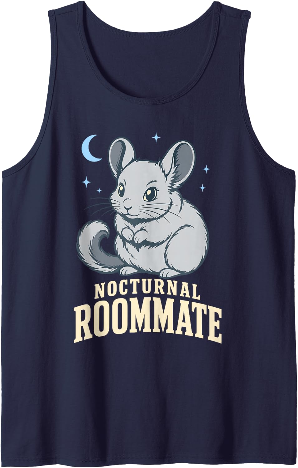 Cute Chinchilla Nocturnal Roommate Rodent Pet Lover Tank Top - Navy Blue