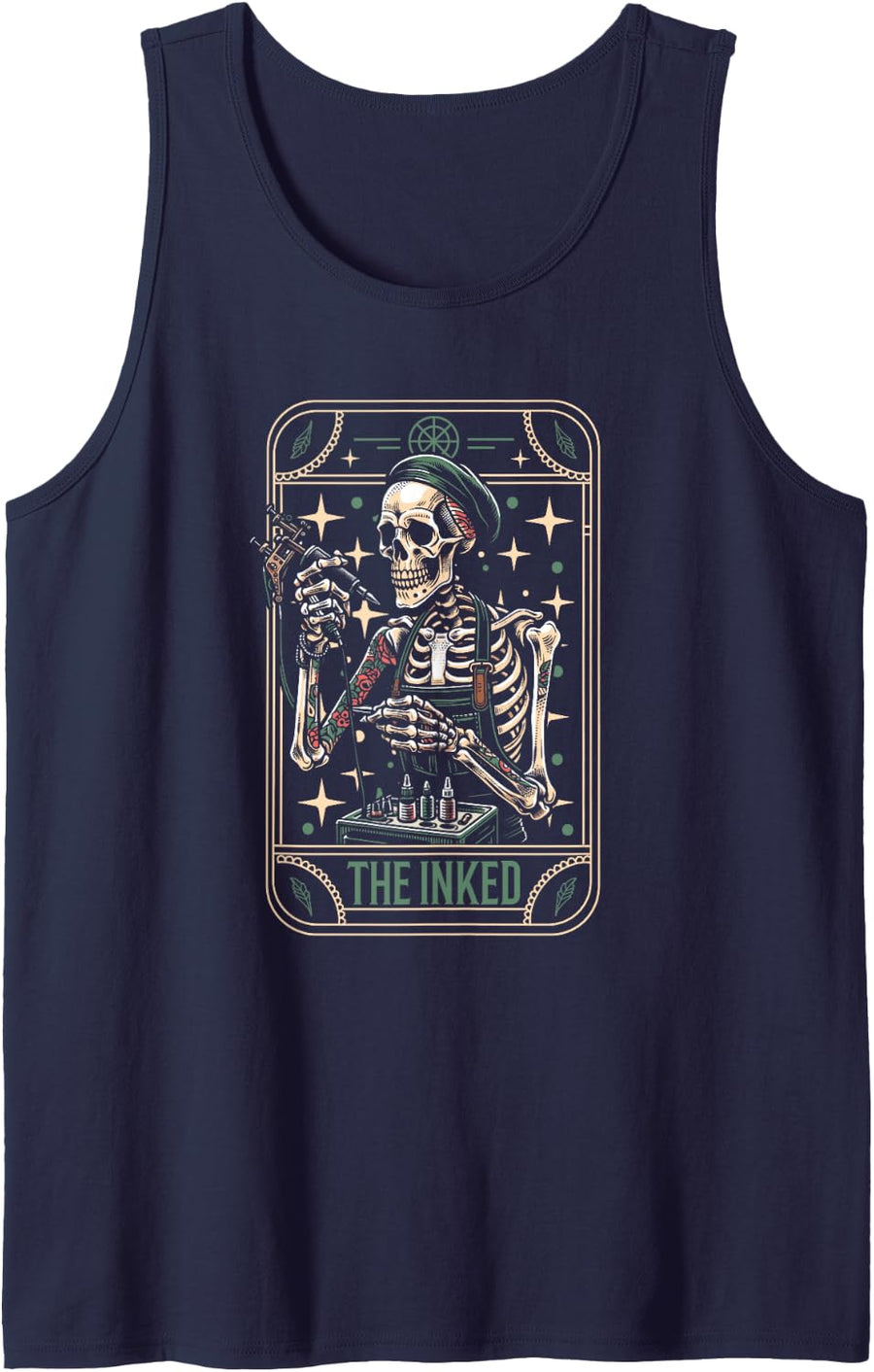 Tattooist Artist Tattoo Tattoos - Skeleton Tarot Card Tank Top - Navy Blue
