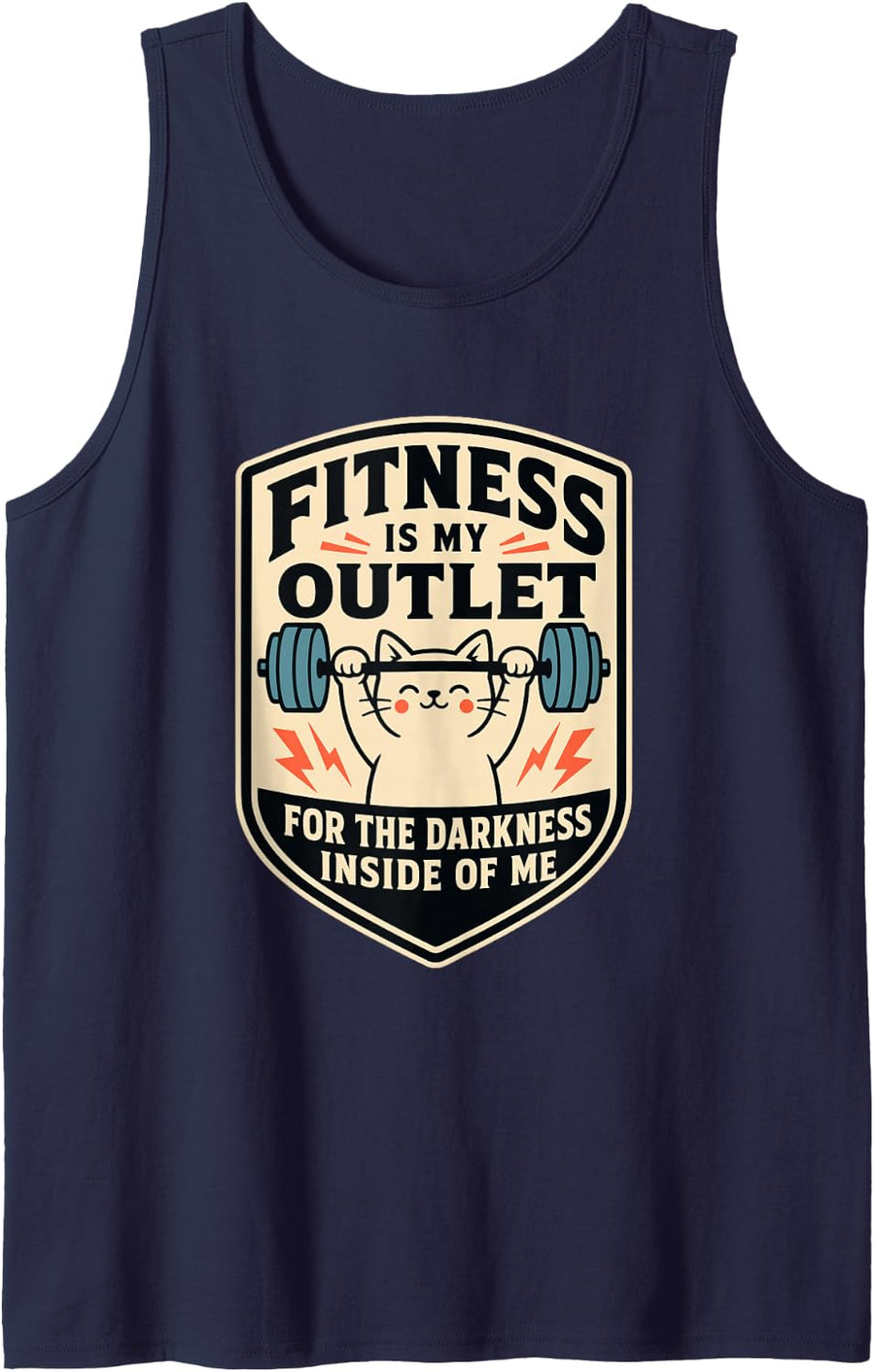 Funny Gym Workout Fitness is My Outlet Sleeveless Tank Top - Navy Blue