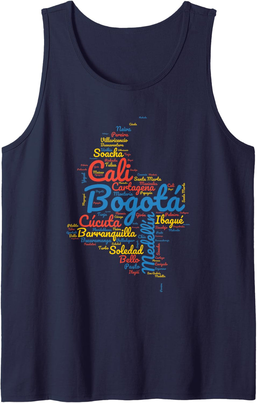 Colombia Colombian Flag Pride Colombia Cities Map Tank Top - Navy Blue